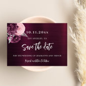 Bruiloft bordeaux roze bloemen elegant save the date