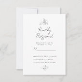 Bruiloft Botanische bladeren Zwart & Wit Behuizing RSVP Kaartje (Voorkant)