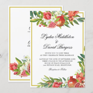Bruiloft Botanische Boho Elegant Granaatappel Kaart