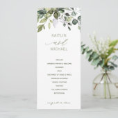 Bruiloft Botanische Waterverf groen elegant Programmakaart (Staand voorkant)