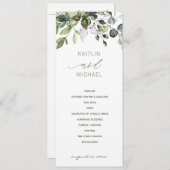 Bruiloft Botanische Waterverf groen elegant Programmakaart (Voorkant / Achterkant)
