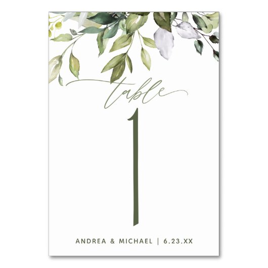 Bruiloft Botanische Waterverf groen Natuur Kaart (Voorkant)