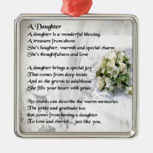 bruiloft bouquetDaughter Poem Metalen Ornament
