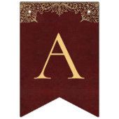 Bruiloft Bourgondische gouden namen  Elegant Rood Vlaggetjes (Tweede vlag)