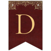 Bruiloft Bourgondische gouden namen  Elegant Rood Vlaggetjes (Eerste vlag)