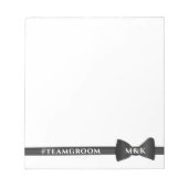 Bruiloft Bow Stropdas Monogram Team Groom Notitieb Notitieblok (Voorkant)