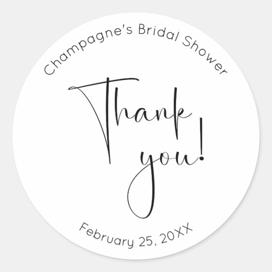 Bruiloft Bridal Shower Bedankt Ronde Sticker (Voorkant)