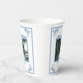 Bruiloft Bridal Shower Blauwe Foto Papieren Bekers (Rechts)