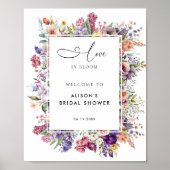 Bruiloft Bridal Shower Bloemetuin Welkom  Poster (Voorkant)