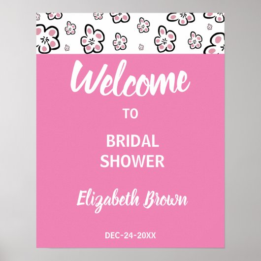 Bruiloft Bridal Shower Bord Roze Liefde Poster (Voorkant)