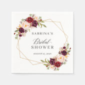 Bruiloft Bridal Shower Burgundy Blush Bloemendecor Servet (Voorkant)
