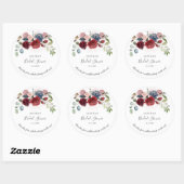 Bruiloft Bridal Shower Burgundy Rustic Bloemend Sc Ronde Sticker (Vel)