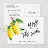 Bruiloft Bridal Shower Datum Wijzigen Citroenen Gr Briefkaart (Voorkant / Achterkant)