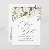 Bruiloft Bridal Shower Datum Wijzigen Roze Bloemen Briefkaart (Voorkant / Achterkant)