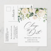 Bruiloft Bridal Shower Datum Wizigen Roze Bloemen Briefkaart (Voorkant / Achterkant)