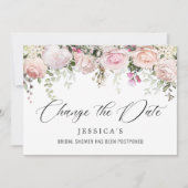 Bruiloft Bridal Shower Datum Wizigen Roze Bloemen Kaart (Voorkant)