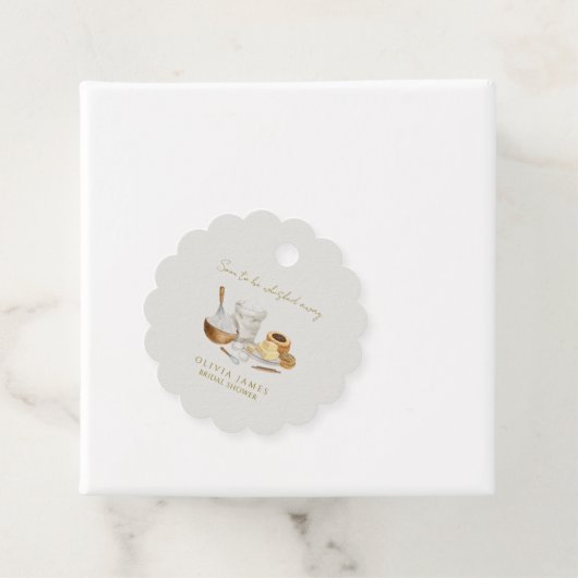 Bruiloft bridal shower die binnenkort wordt weggev bedankjes labels (In situ)