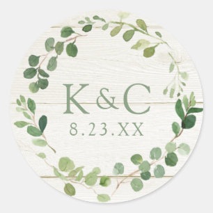 Bruiloft Bridal Shower Eucalyptus Groene Krans Ronde Sticker