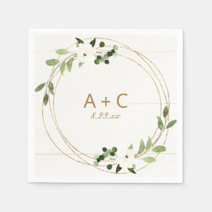 Bruiloft Bridal Shower Geometrisch Nep Folie Groen Servet