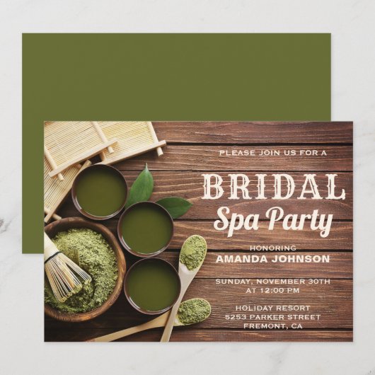 Bruiloft Bridal Shower Groene Spa Uitnodiging (Voorkant / Achterkant)