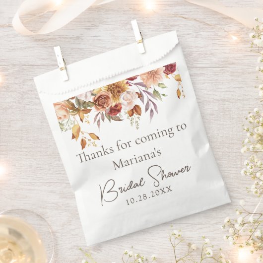 Bruiloft Bridal Shower Herfst Bloemen Bedankzakje (Geknipt)