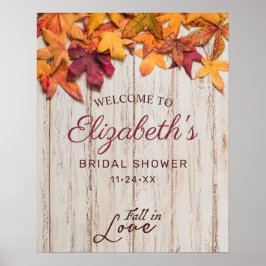 Bruiloft Bridal Shower Hout Herfst Bladeren Poster