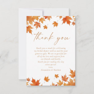 Bruiloft Bridal Shower in de herfst Bedankkaart
