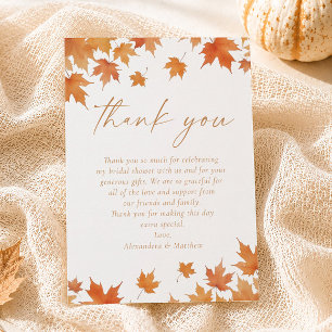 Bruiloft Bridal Shower in de herfst Bedankkaart