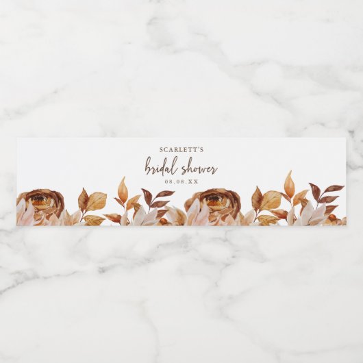 Bruiloft Bridal Shower in de herfst Waterfles Etiket (Enkel label)
