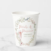 Bruiloft Bridal Shower met Bloemen en Prosecco Papieren Bekers (Achterkant)