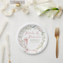 Bruiloft Bridal Shower met Bloemen en Prosecco Papieren Bordje