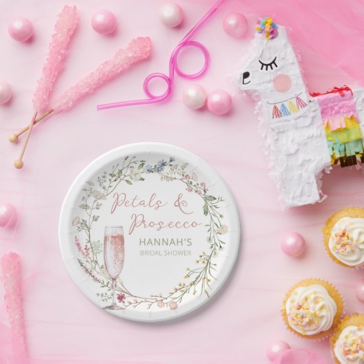 Bruiloft Bridal Shower met Bloemen en Prosecco Papieren Bordje (Feest)