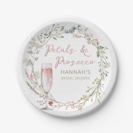 Bruiloft Bridal Shower met Bloemen en Prosecco Papieren Bordje