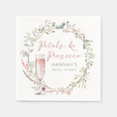 Bruiloft Bridal Shower met Bloemen en Prosecco Servet (Voorkant)