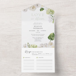 Bruiloft Bridal Shower met Groen Overal in Bloei All In One Uitnodiging