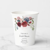 Bruiloft Bridal Shower Modern Bourgondië Blush Blo Papieren Bekers (Voorkant)