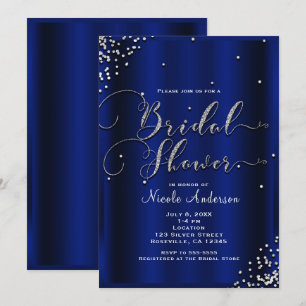 Bruiloft Bridal Shower Modern Zilveren Glans Confe Kaart