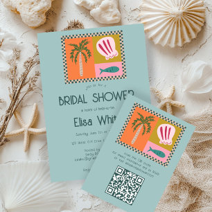 Bruiloft Bridal Shower Moderne Cute CUSTOM QR Informatiekaartje