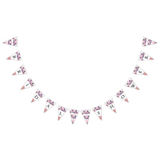 Bruiloft Bridal Shower Paars Roze Rustieke Bloeme Vlaggetjes (Alle)