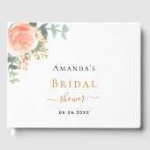 Bruiloft Bridal Shower roze gouden roze bloemen na Gastenboek (Voorkant)