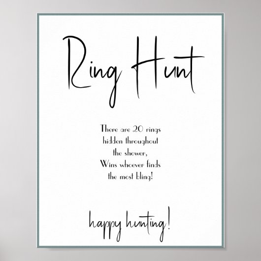 Bruiloft Bridal Shower Spel Bord Ring Hunt Poster (Voorkant)