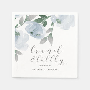 Bruiloft Bridal Shower Stof Dusty Blau Waterverf B Servet