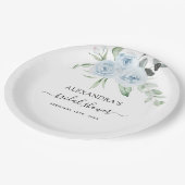 Bruiloft Bridal Shower Stofblauw Eucalyptus Salie  Papieren Bordje (Gekanteld)