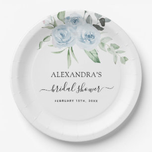 Bruiloft Bridal Shower Stofblauw Eucalyptus Salie Papieren Bordje