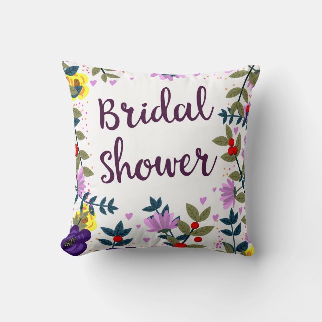 Bruiloft Bridal Shower Vintage Bloemen Kussen (Voorkant)
