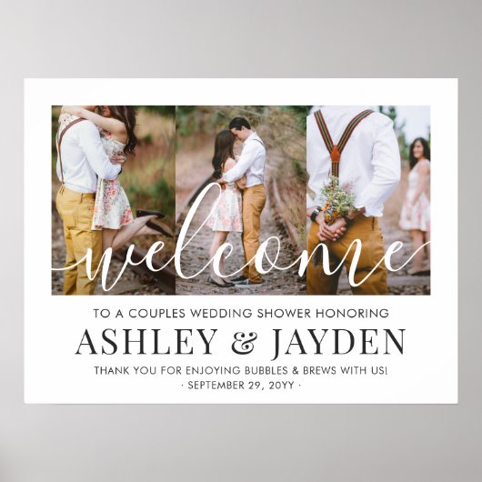 Bruiloft Bridal Shower Welkom Script 3 Foto Poster (Voorkant)