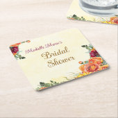 Bruiloft Bridal Shower Wijn Onderzetter met Bloemm (Schuin)