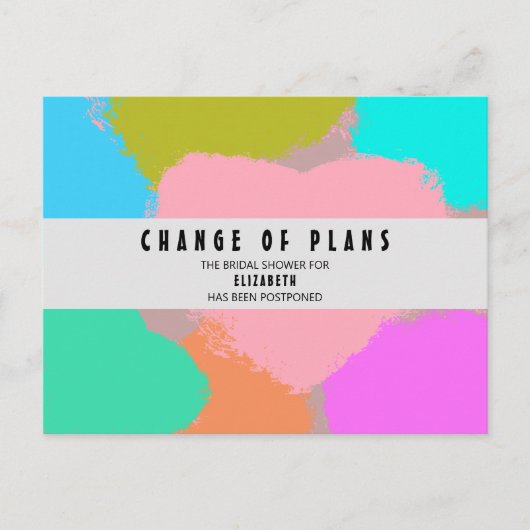 Bruiloft Bridal Shower Wijziging van Plannen Harte Briefkaart (Voorkant)