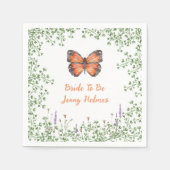 Bruiloft Bridal Shower Wilde Bloem Oranje Vlinder  Servet (Voorkant)