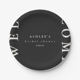 Bruiloft Bridal Shower Zwart en Taupe Typografie W Papieren Bordje